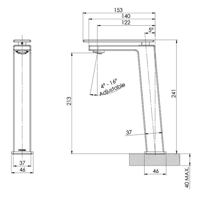 Phoenix Zimi Vessel Mixer - Chrome