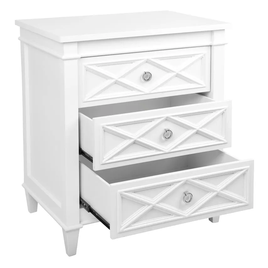 Plantation Bedside Table -  Large White