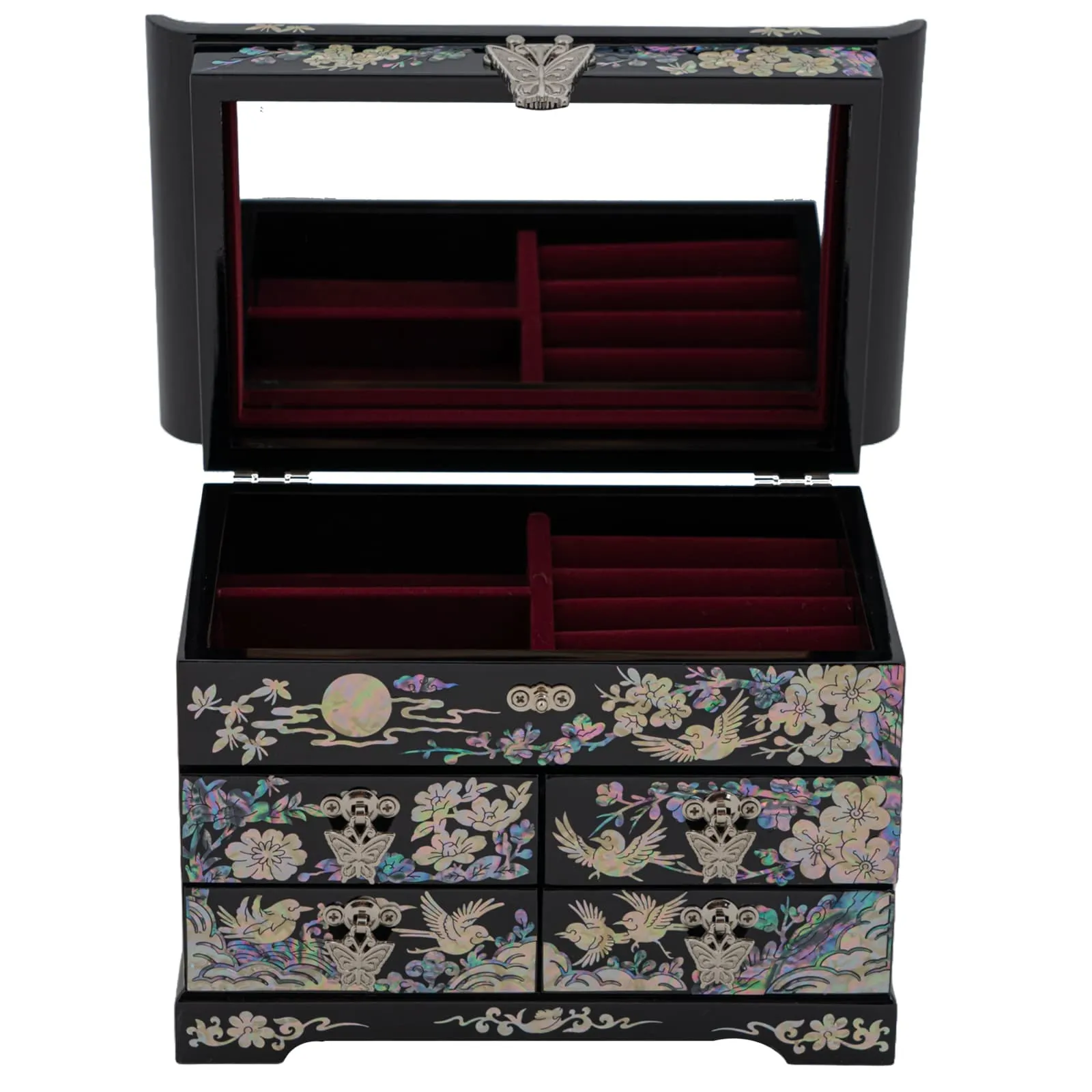 Plum blossom Jewelry Box w/ 4 drawers