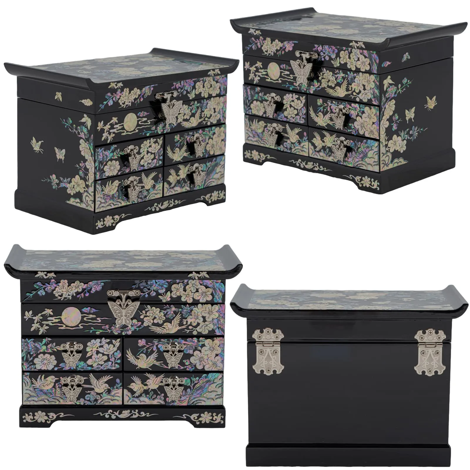 Plum blossom Jewelry Box w/ 4 drawers