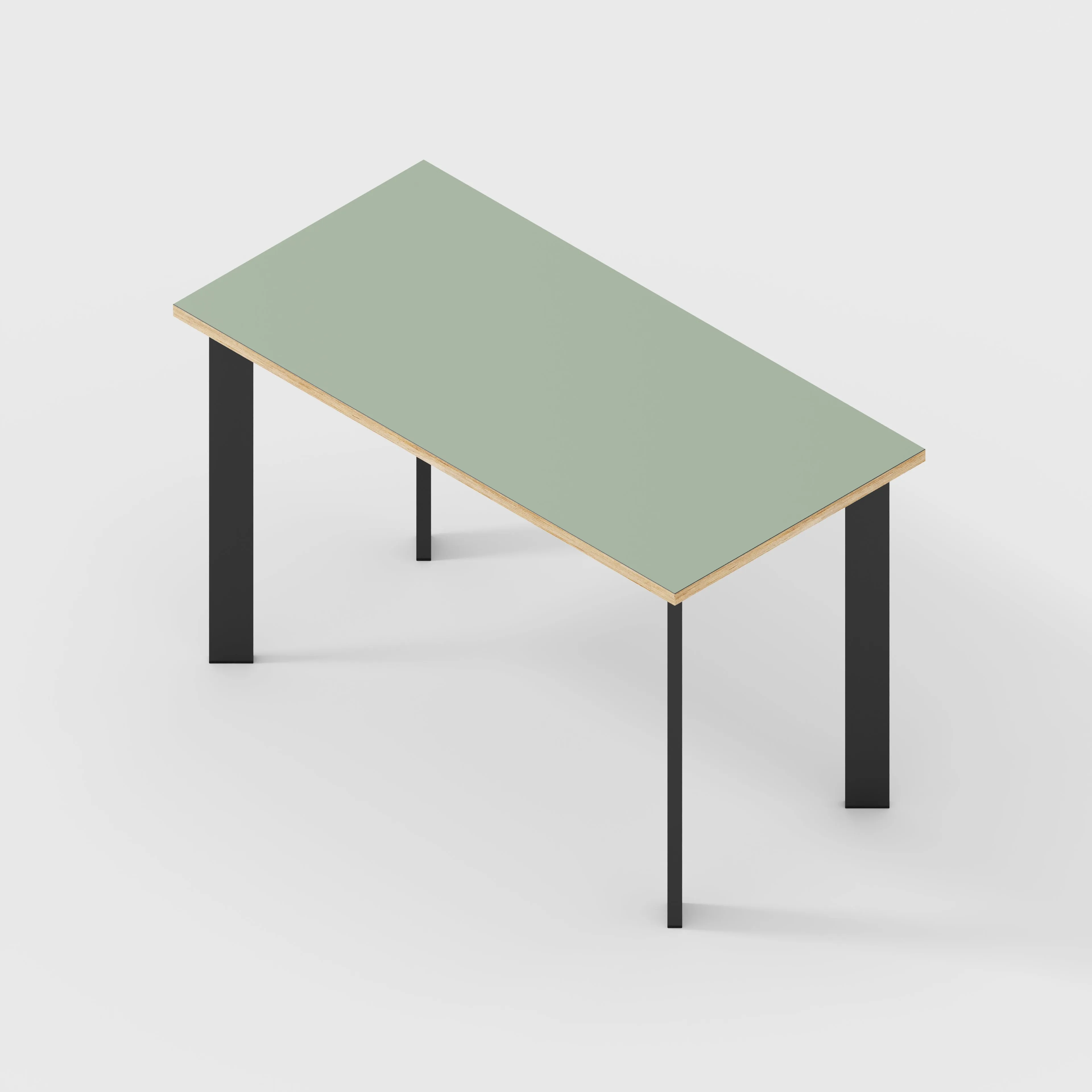 Plywood Desk with Black Rectangular Single Pin Legs - Formica Green Slate - 1200(w) x 600(d) x 735(h)