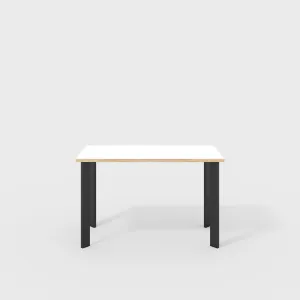 Plywood Desk with Black Rectangular Single Pin Legs - Formica White - 1200(w) x 600(d) x 735(h)