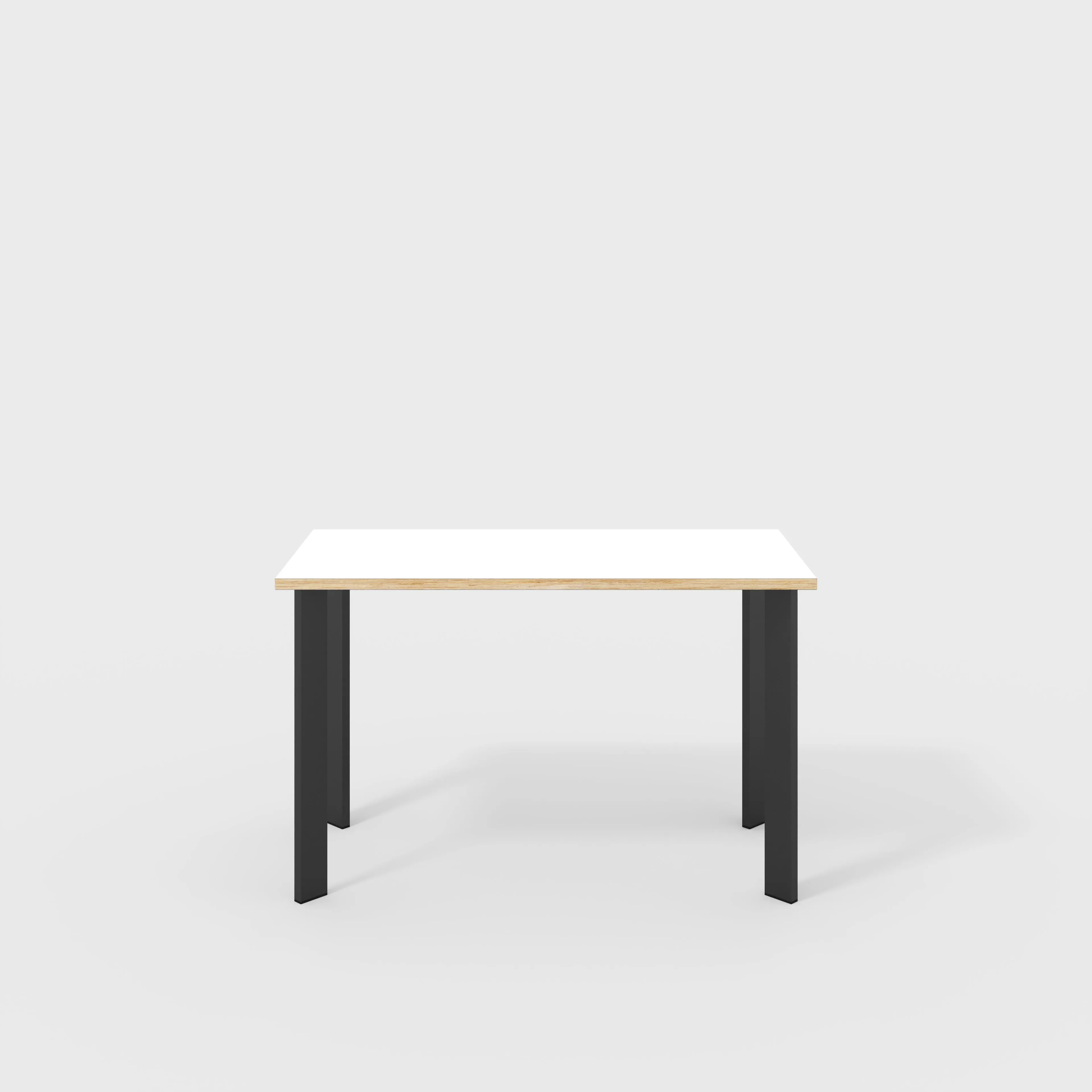 Plywood Desk with Black Rectangular Single Pin Legs - Formica White - 1200(w) x 600(d) x 735(h)