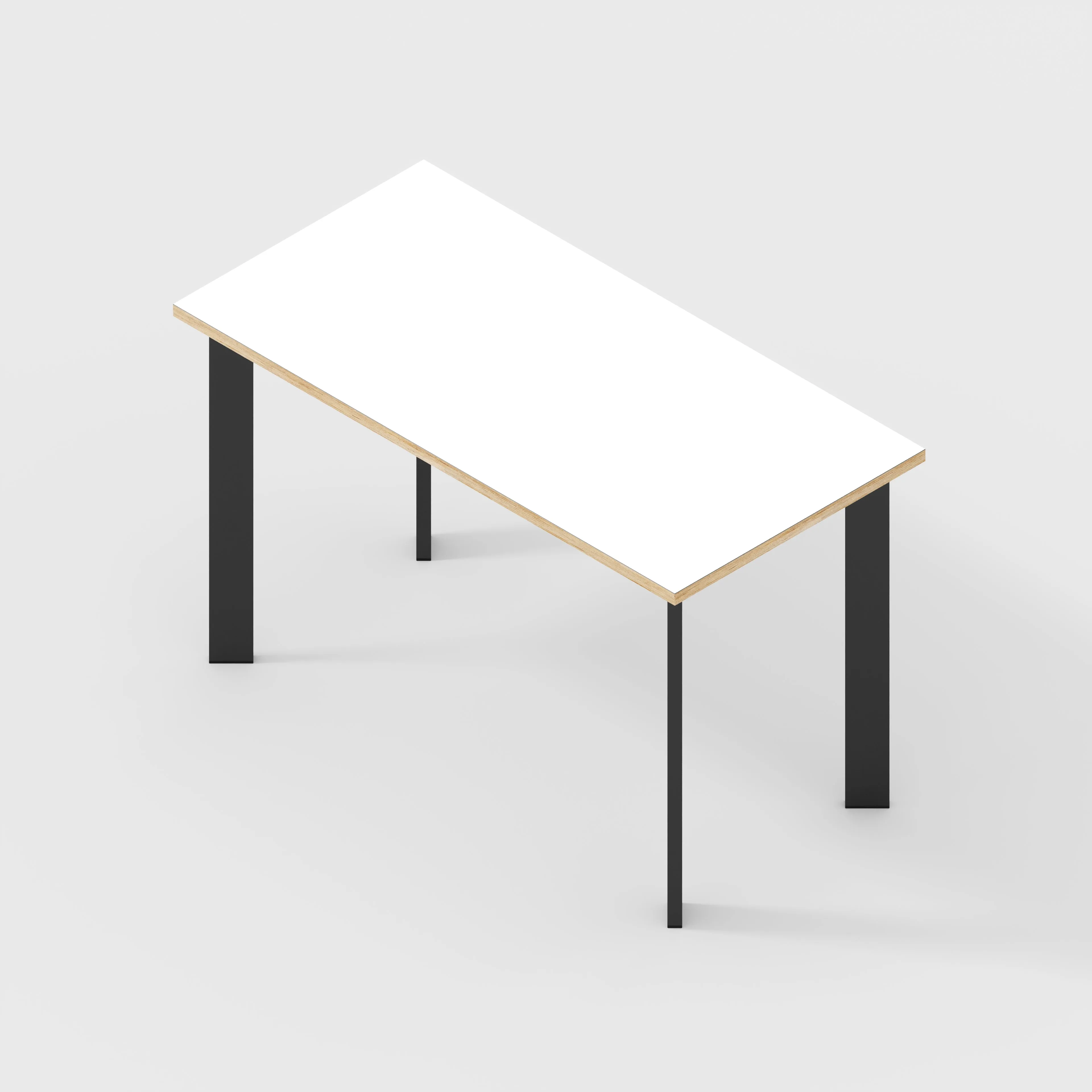 Plywood Desk with Black Rectangular Single Pin Legs - Formica White - 1200(w) x 600(d) x 735(h)