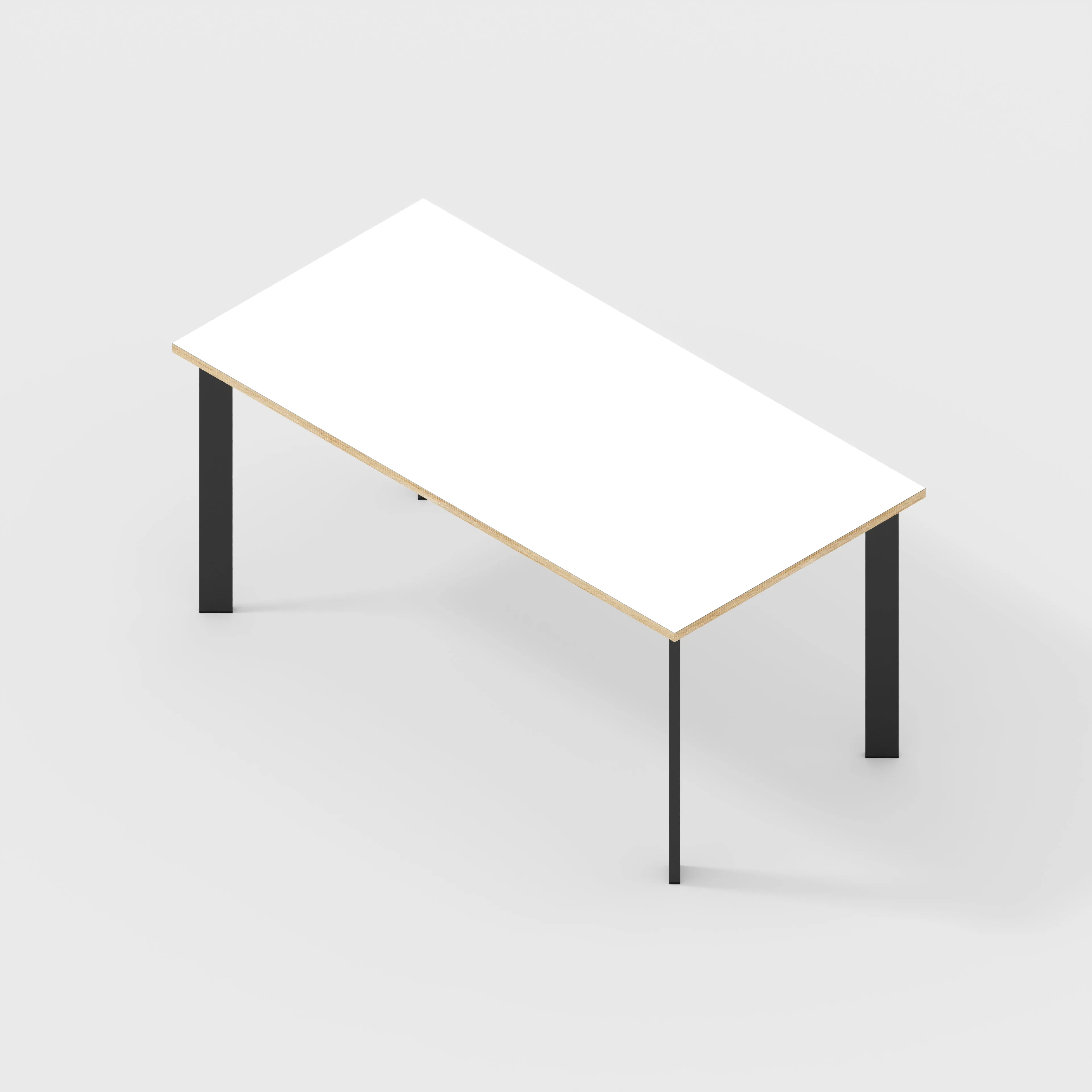 Plywood Desk with Black Rectangular Single Pin Legs - Formica White - 1600(w) x 800(d) x 735(h)