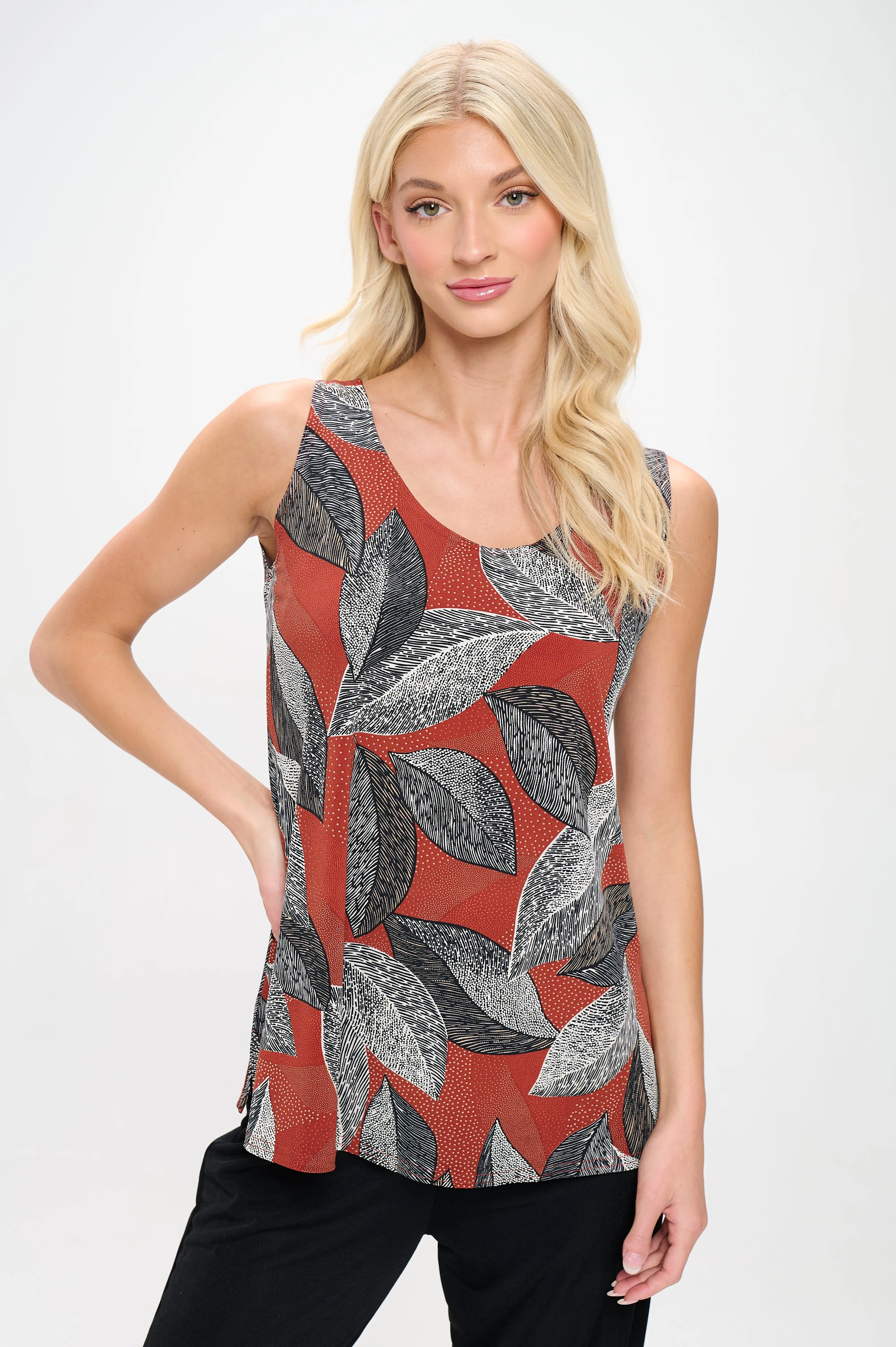 Print Sleeveless Tank Top-2060HT-TRP1-W447