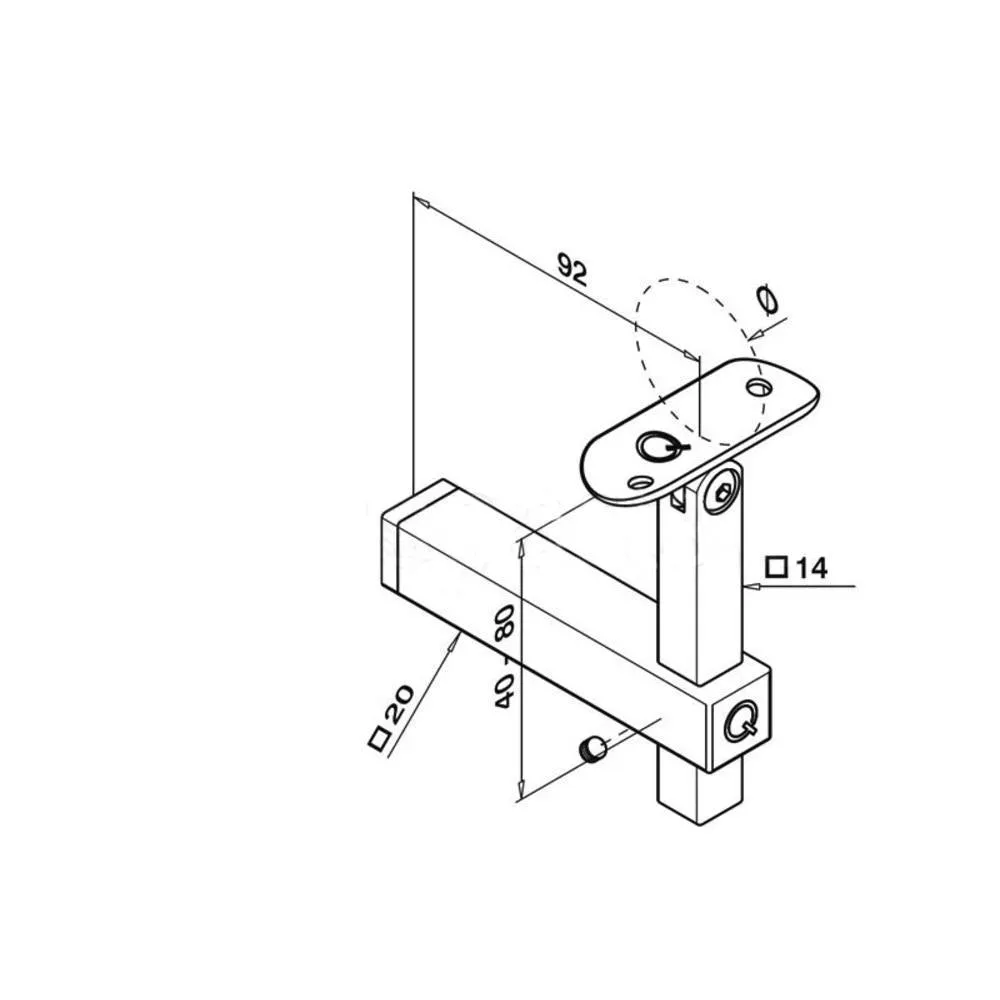 Q-Railing Square Line Adjustable Height & Handrail Bracket Steel Post To 1.5'' - 38mm Tube Material