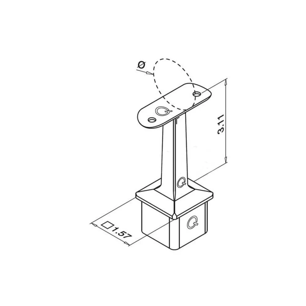 Q-railing Square Line Top Post Bracket To 1.5'' - 38mm Material