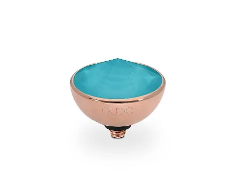 Qudo Ring Rose Gold Top Azure Blue Bottone 13mm 628391