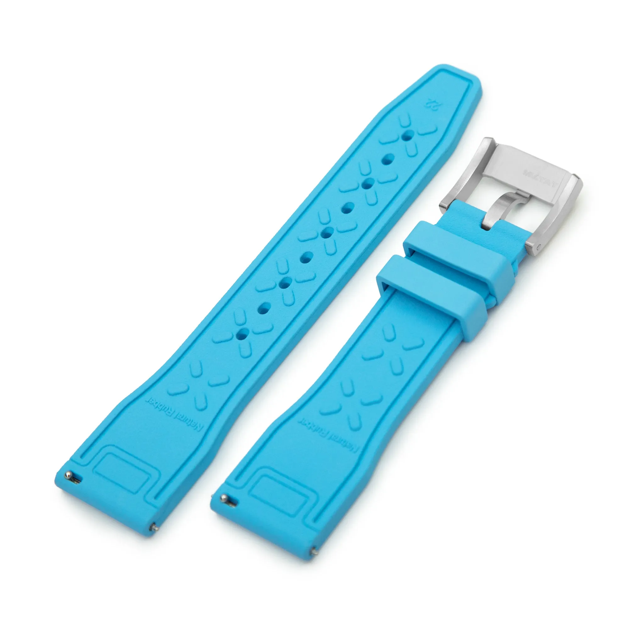 Quick Release Sky Blue Pilot FKM rubber watch strap, 20mm or 22mm