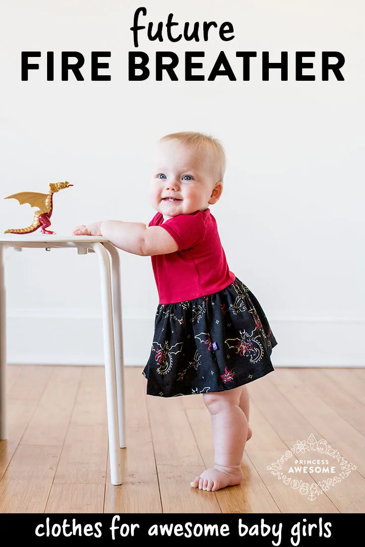 "Fire Flight" Dragons Infant Snapsuit Dress