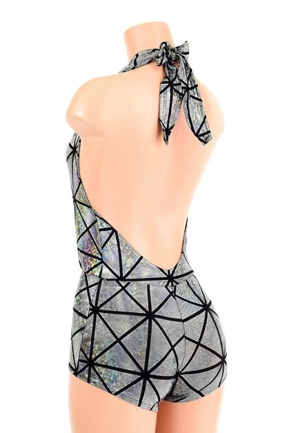 "Josie" Romper in Silver Cracked Tile