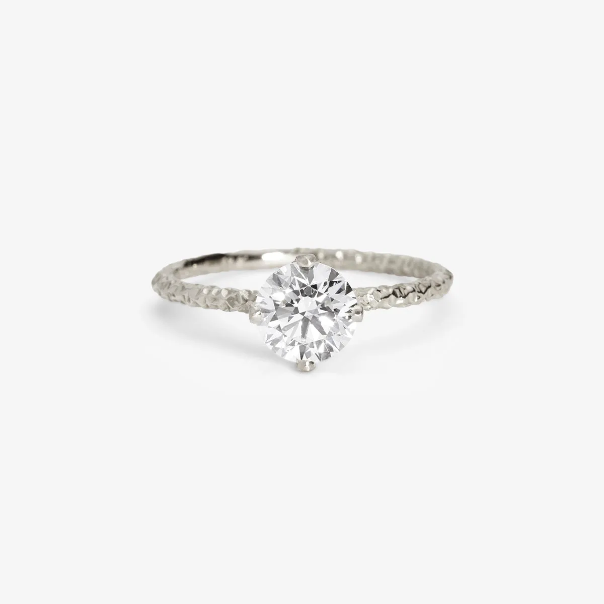 R9008W | 6.5mm White Diamond Homespun Solitaire Ring