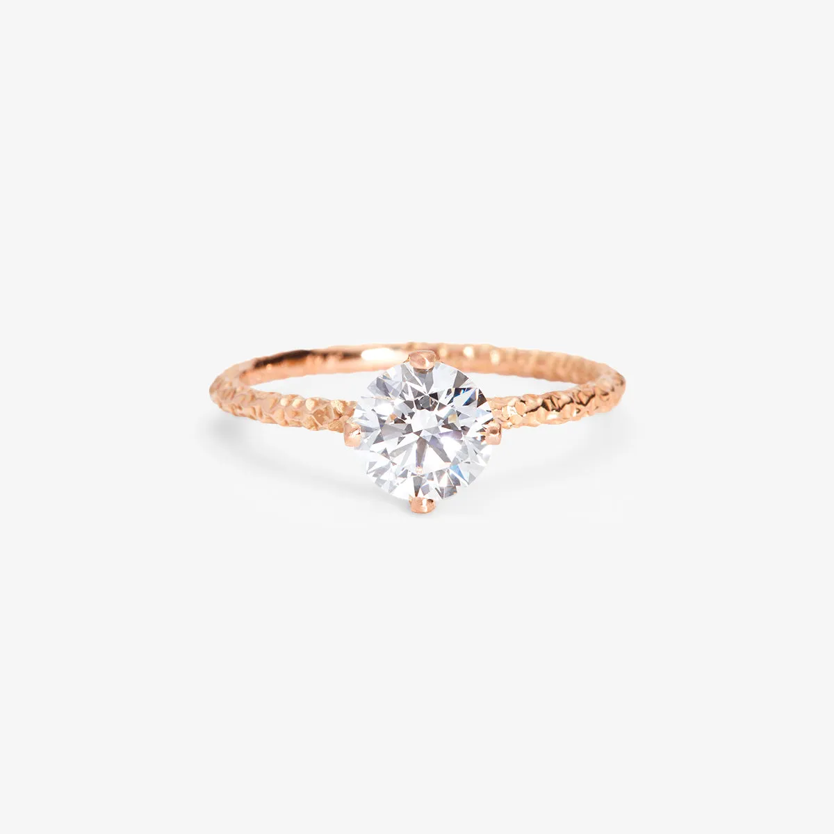 R9008W | 6.5mm White Diamond Homespun Solitaire Ring