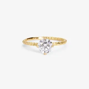 R9008W | 6.5mm White Diamond Homespun Solitaire Ring