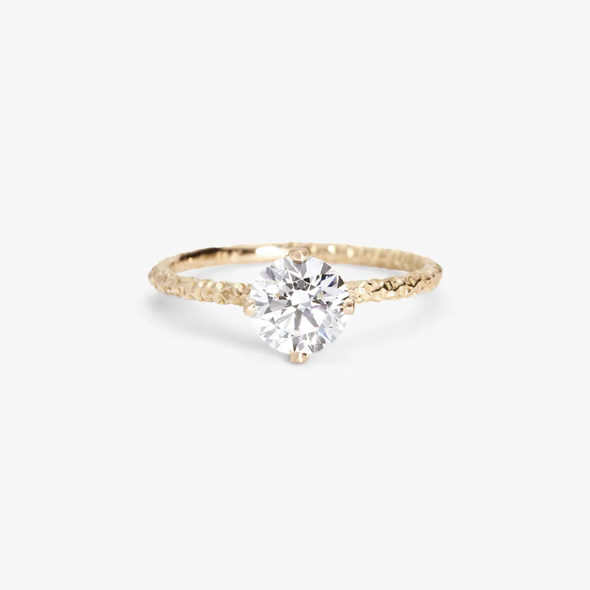 R9008W | 6.5mm White Diamond Homespun Solitaire Ring