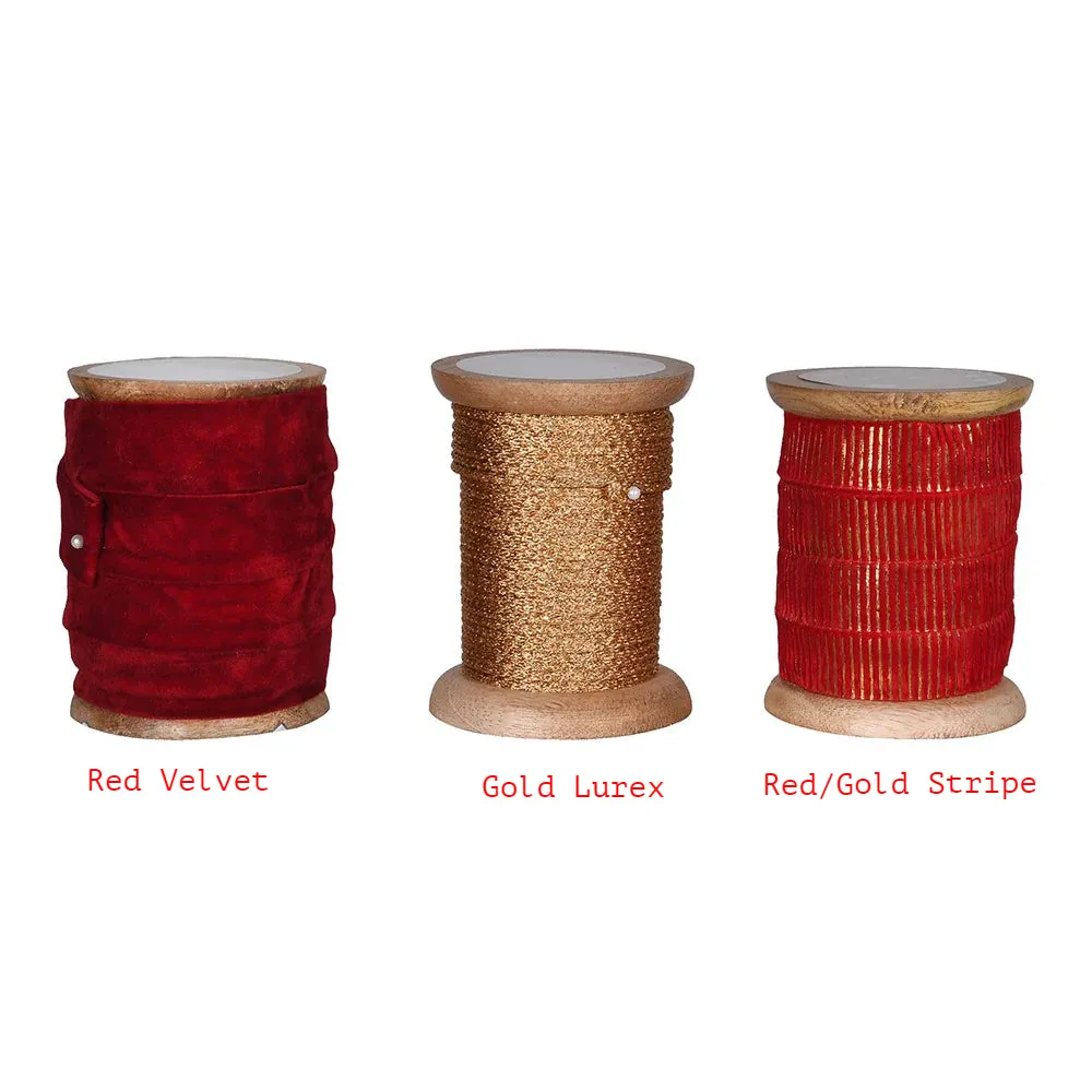 Red and Gold Ribbon - 10 Metre Spool - Various Styles