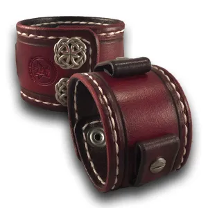 Red Stressed Leather Cuff Watch Band with Snaps