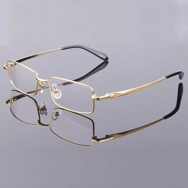 Reven Jate Men's Full Rim Square Titanium Alloy Eyeglasses 9867