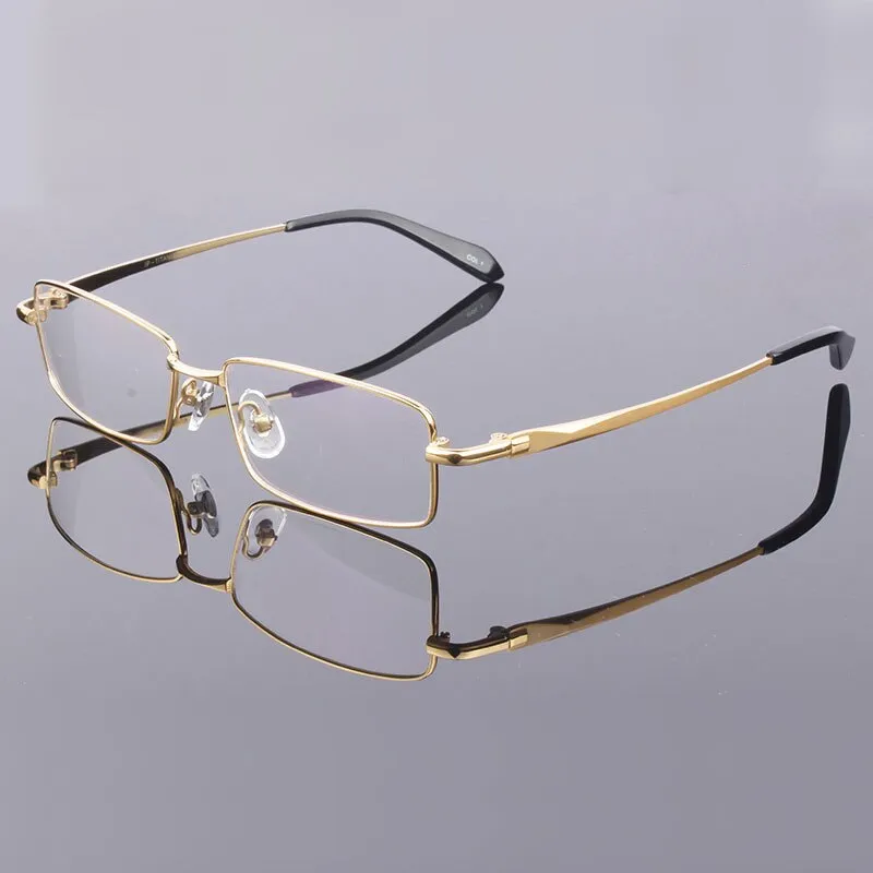 Reven Jate Men's Full Rim Square Titanium Alloy Eyeglasses 9867