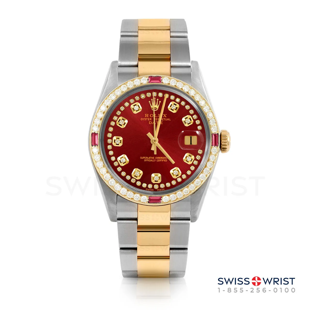 Rolex Date 34mm | 1500-TT-RED-STRD-4RBY-OYS