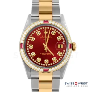 Rolex Date 34mm | 1500-TT-RED-STRD-4RBY-OYS