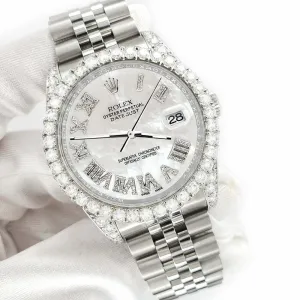 Rolex Datejust 116200 36mm Steel 4.2CT Diamond Bezel/Lugs/White MOP Roman Dial TFJ-142508684