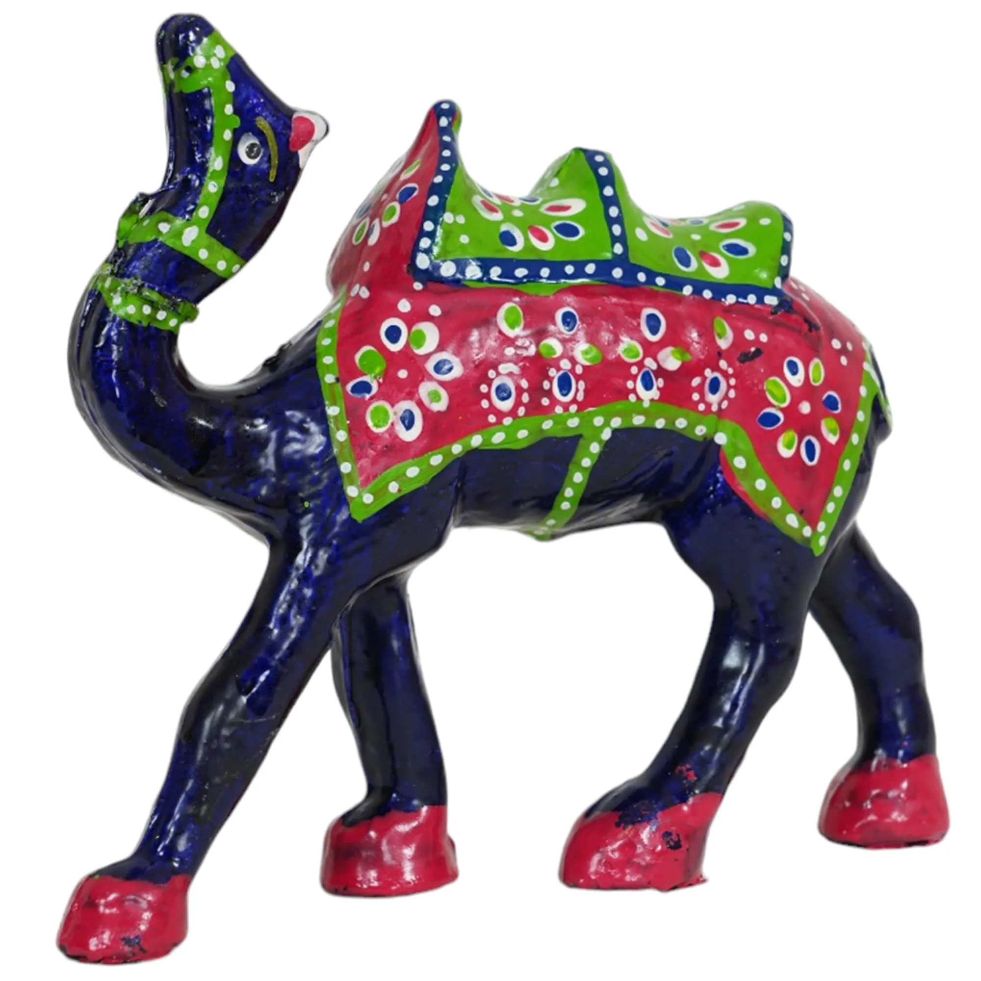 Rushville Handicraft Regal Blue Single Camel Paper Mache Artistry Sculpture for Home Decorative