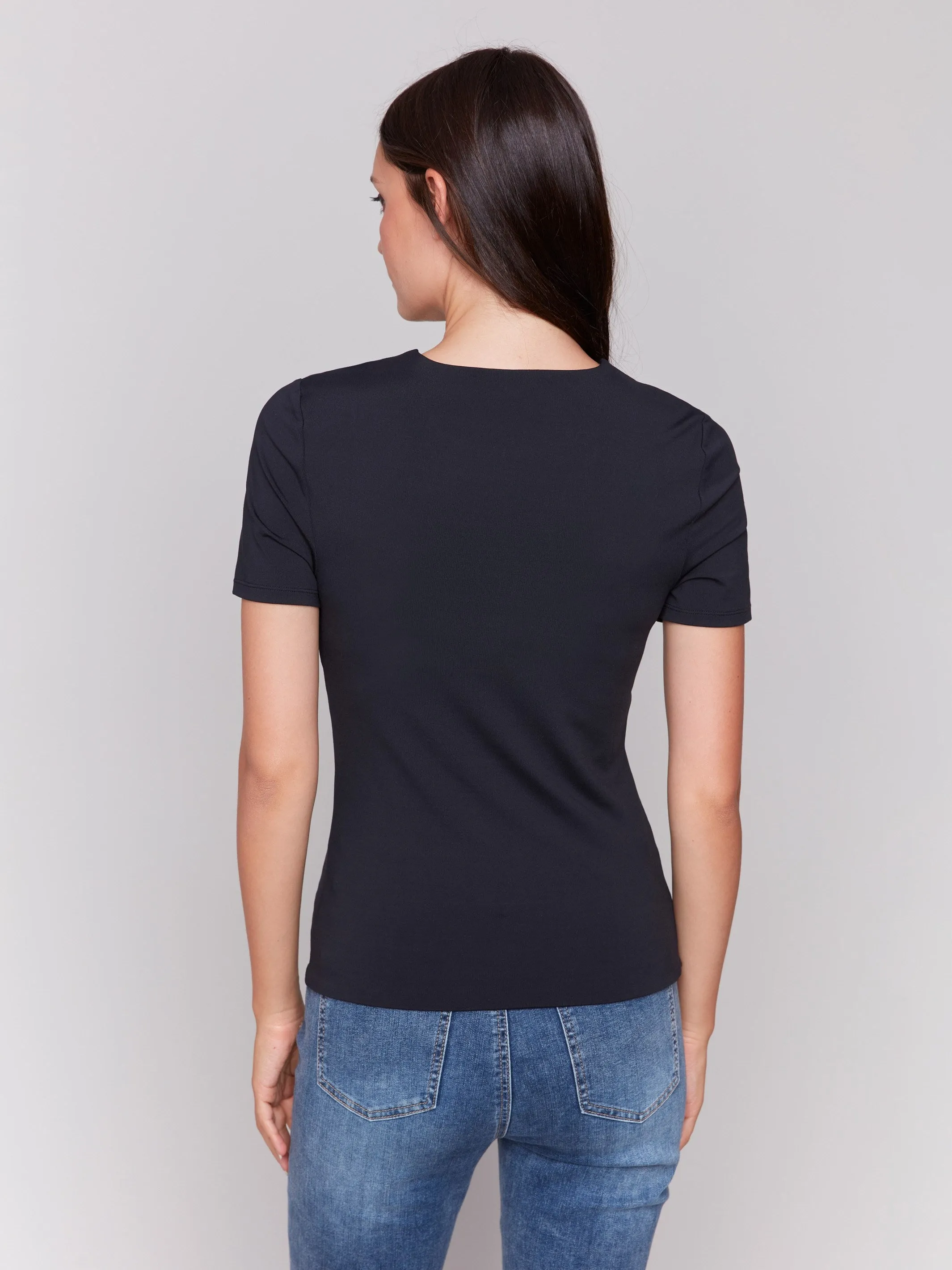 Short-Sleeved Super Stretch Top - Black