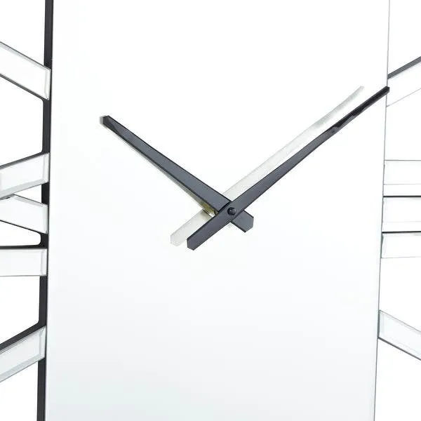 Silver Wood Glam Wall Clock, 32" x 2" x 24"