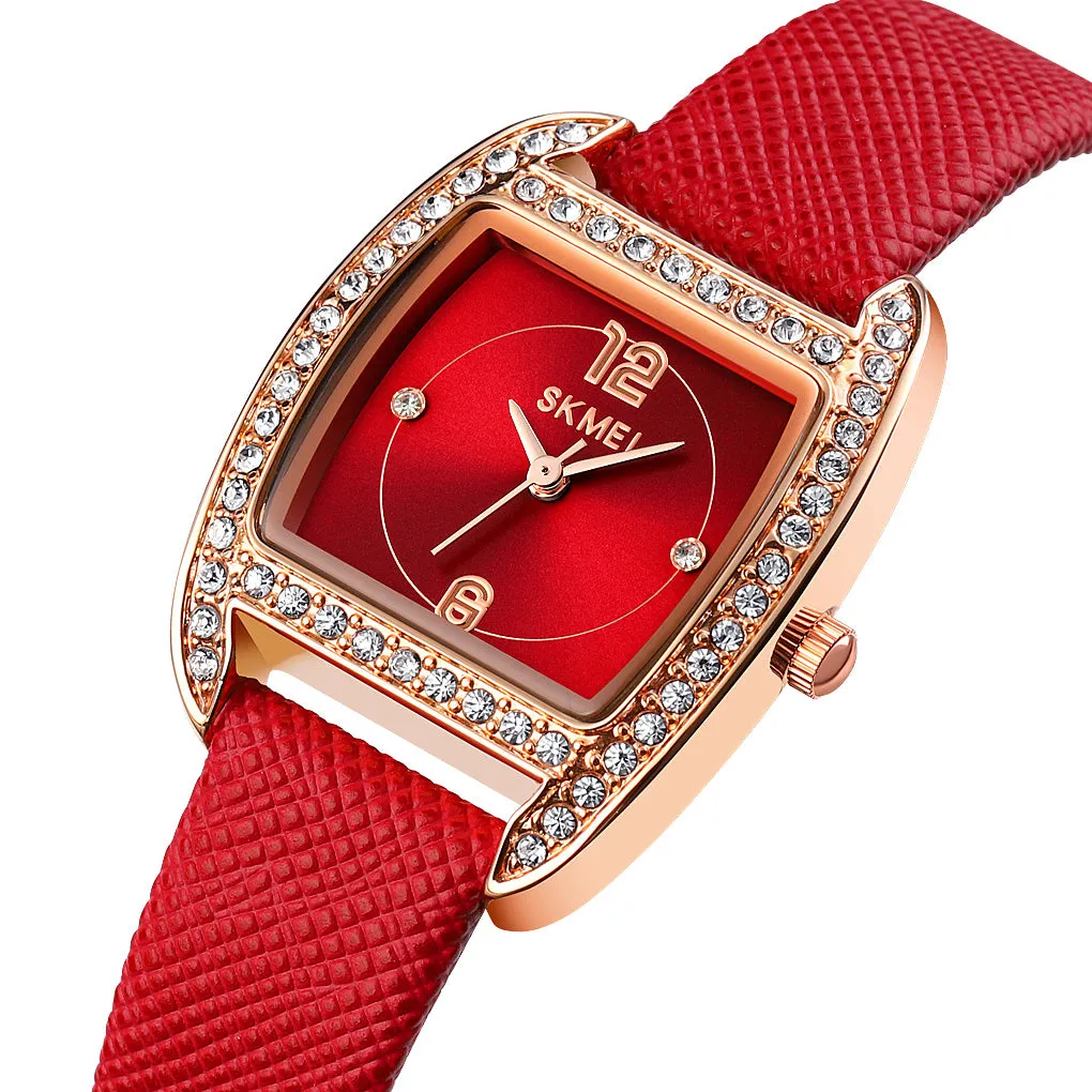 SKMEI 1770 Women Diamond Watches w/ Leather Band