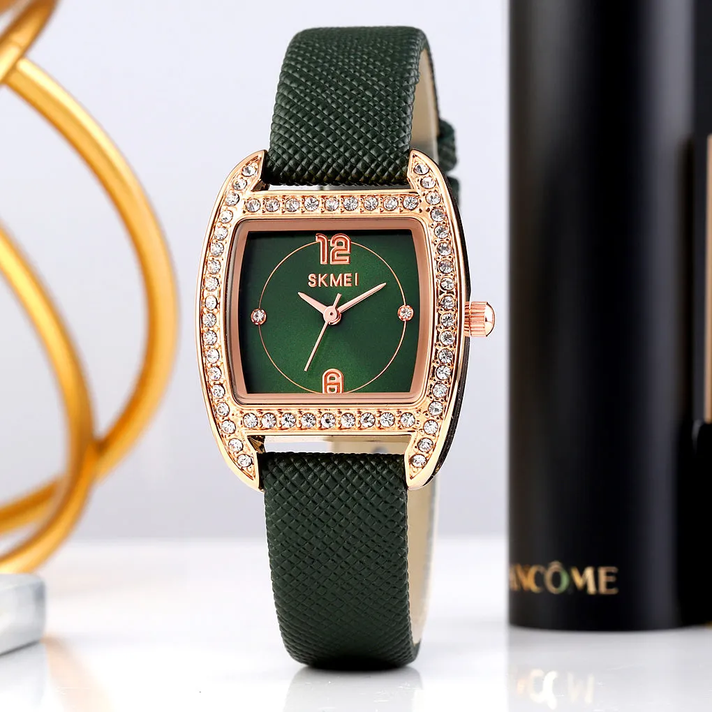 SKMEI 1770 Women Diamond Watches w/ Leather Band