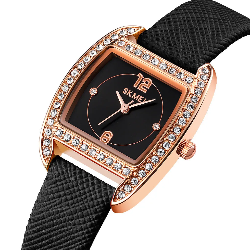 SKMEI 1770 Women Diamond Watches w/ Leather Band