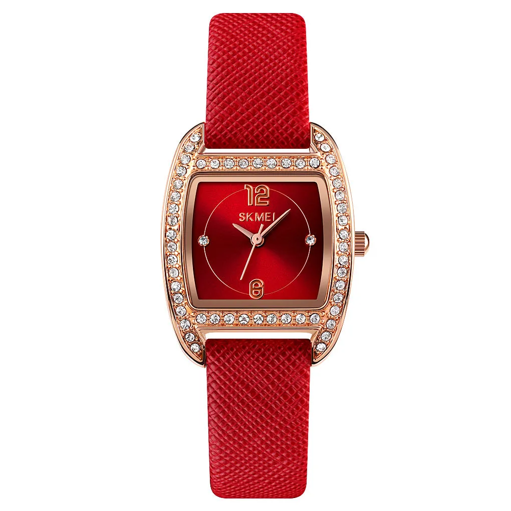 SKMEI 1770 Women Diamond Watches w/ Leather Band