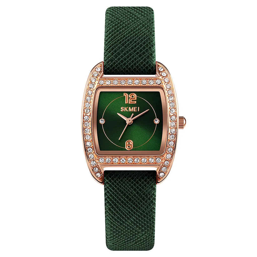 SKMEI 1770 Women Diamond Watches w/ Leather Band