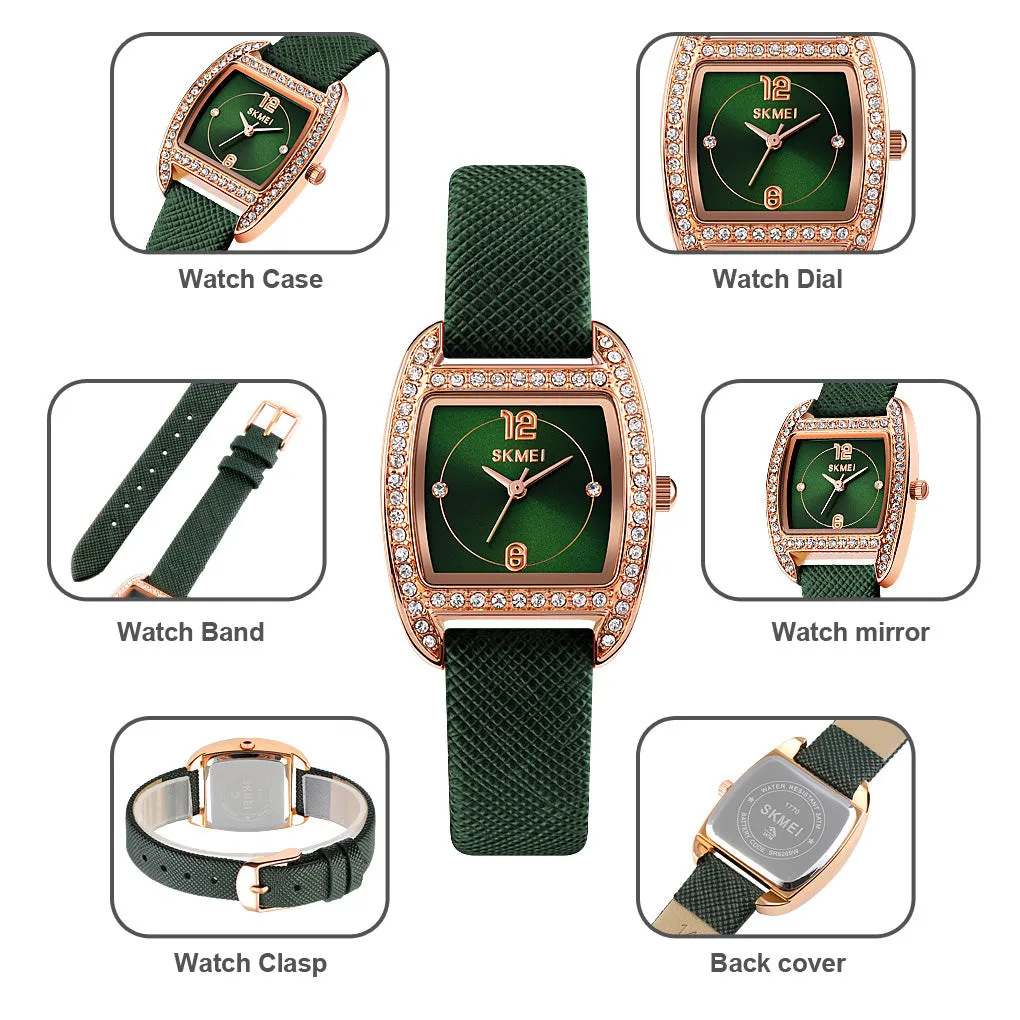 SKMEI 1770 Women Diamond Watches w/ Leather Band