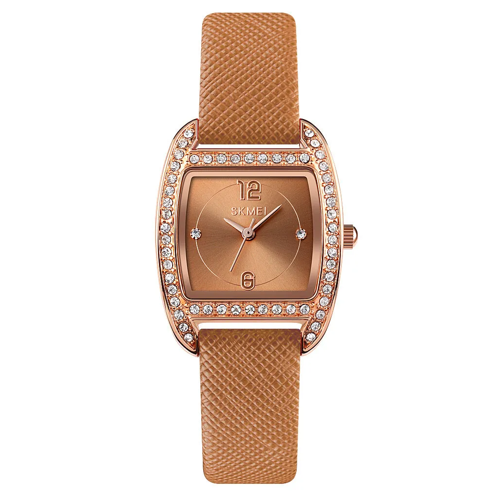 SKMEI 1770 Women Diamond Watches w/ Leather Band