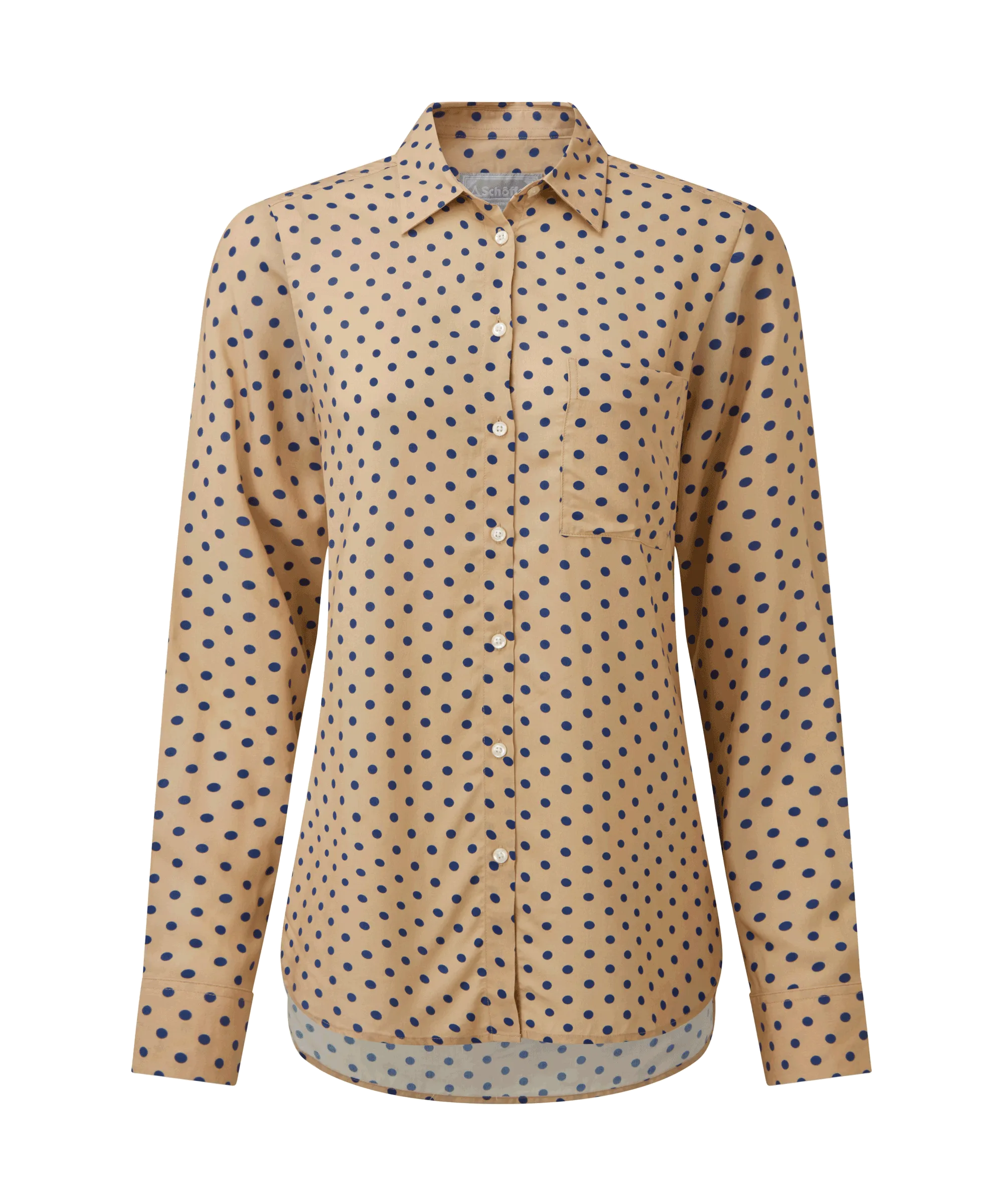 Southwold Shirt - Camel/Navy Spot