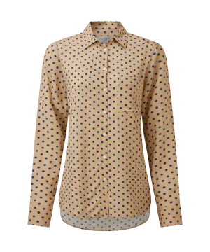 Southwold Shirt - Camel/Navy Spot