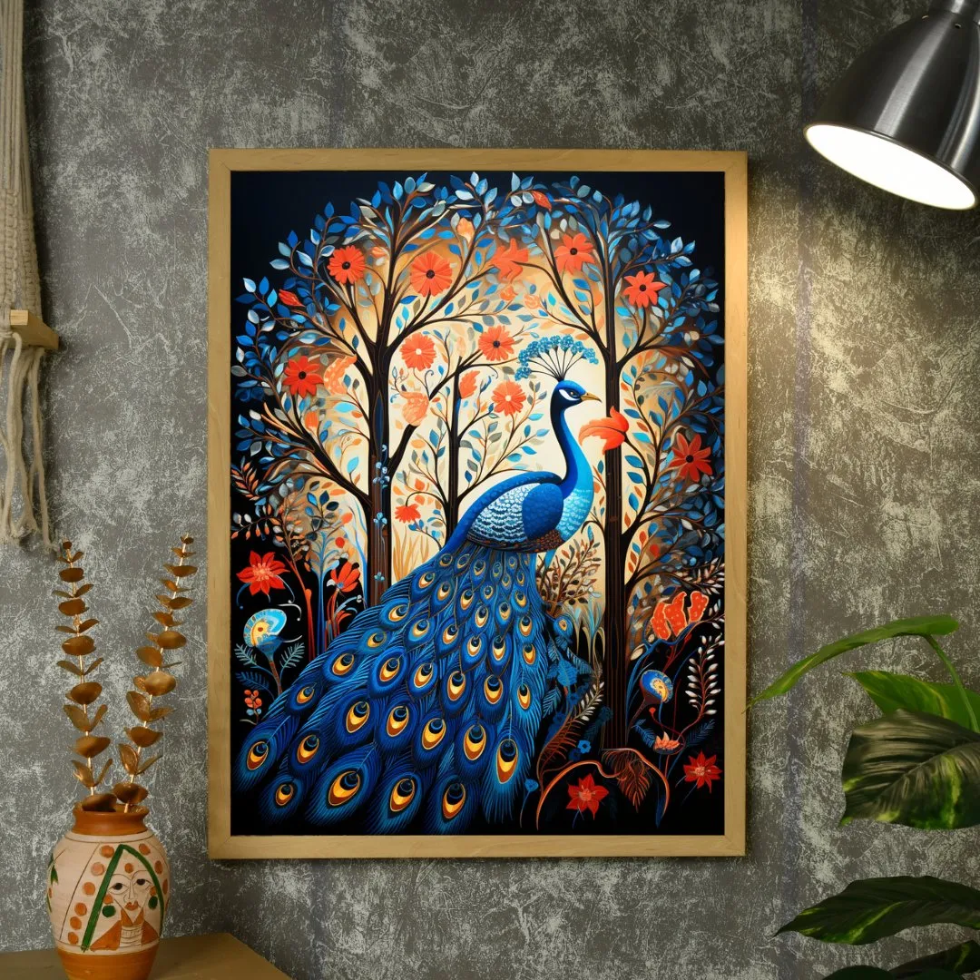 Sowpeace Harmony: Find Your Forest Peacock – Premium Handcrafted Canvas Art for Elegant and Contemporary Interiors