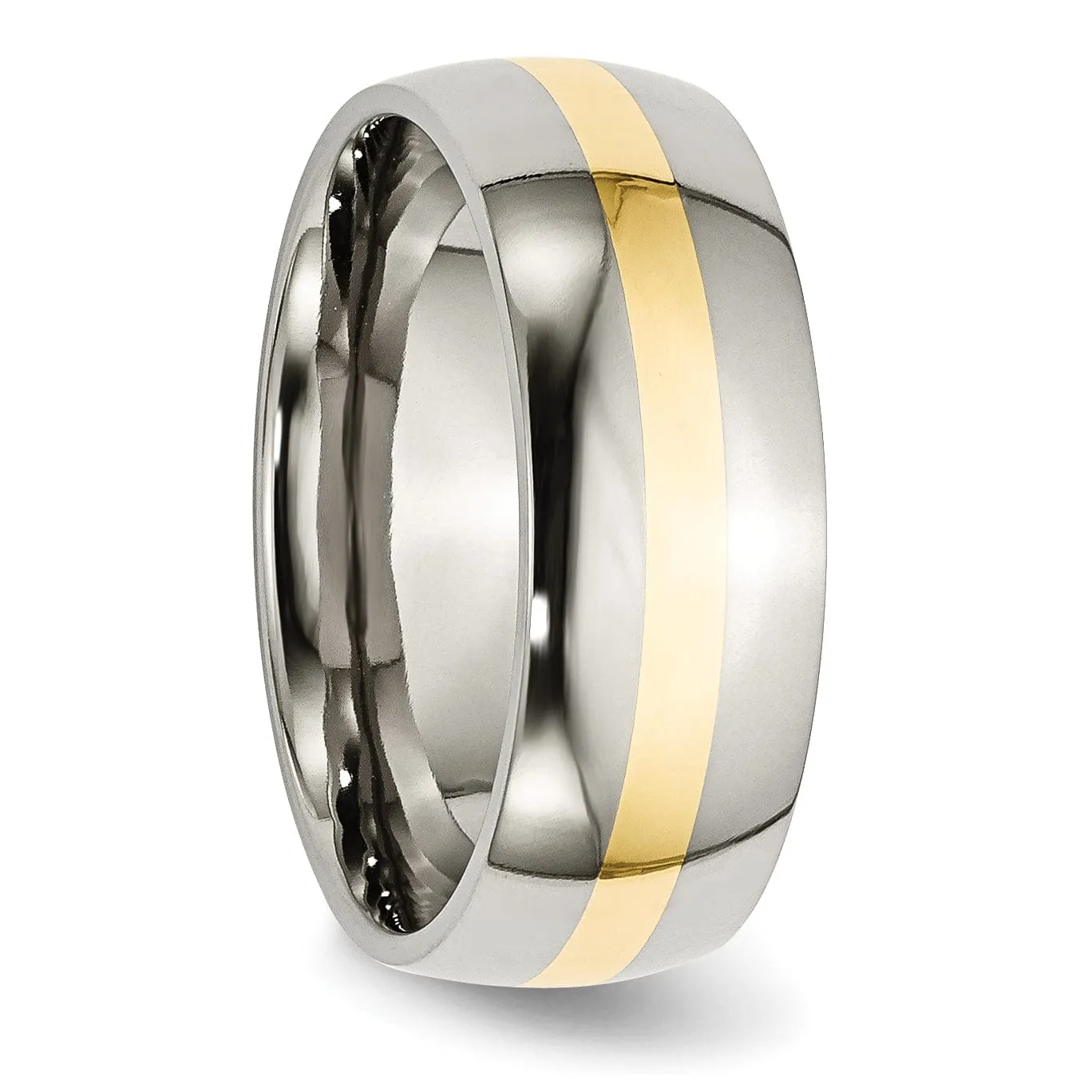 Stainless Steel and 14k Gold Inlay Polished Band