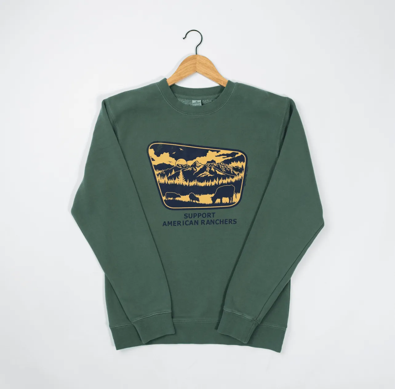 Support American Ranchers Landscape Green Crewneck