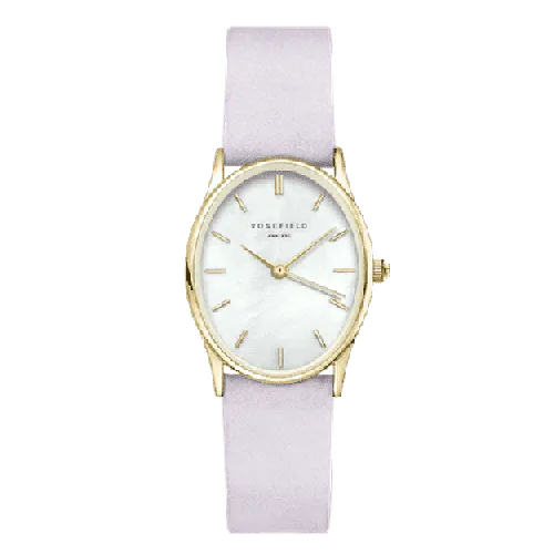 The Oval White MOP Lilac Nubuck Gold  24 x 29mm