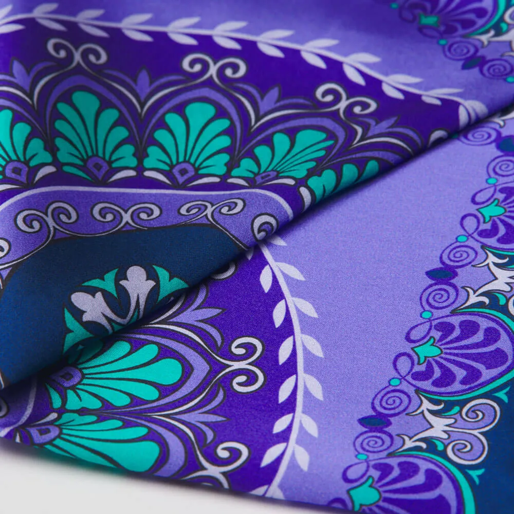 The Renaissance Purple and Green Silk Pocket Square