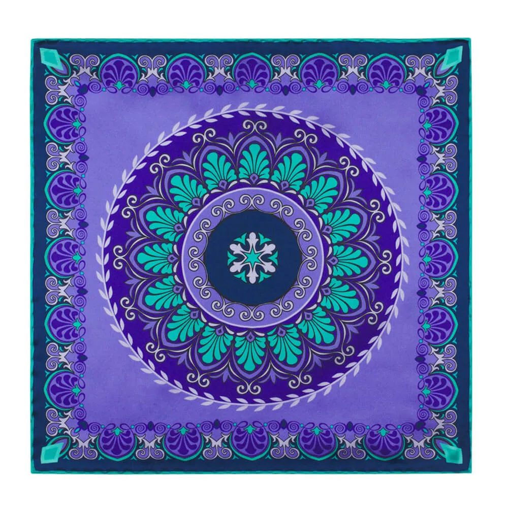 The Renaissance Purple and Green Silk Pocket Square