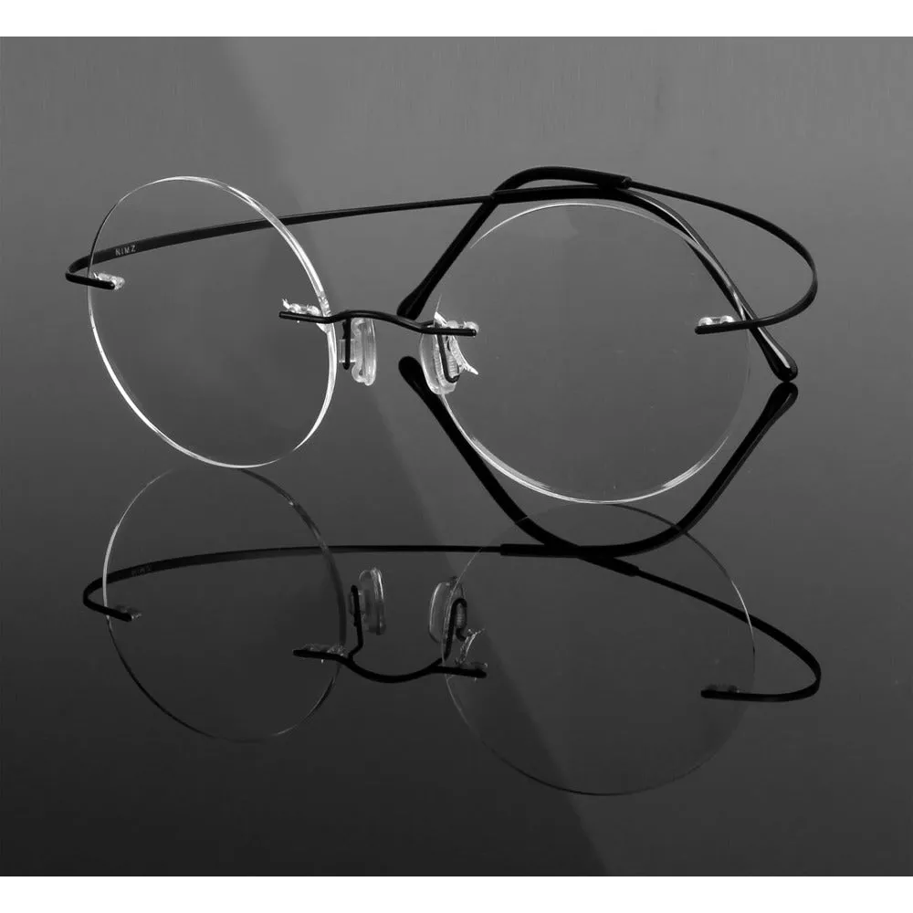 Titanium 46mm Round Rimless Flexible Eyeglasses A2007