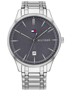 Tommy Hilfiger Mens Damon Watch - Stainless Steel - Gray Dial - Date - Bracelet