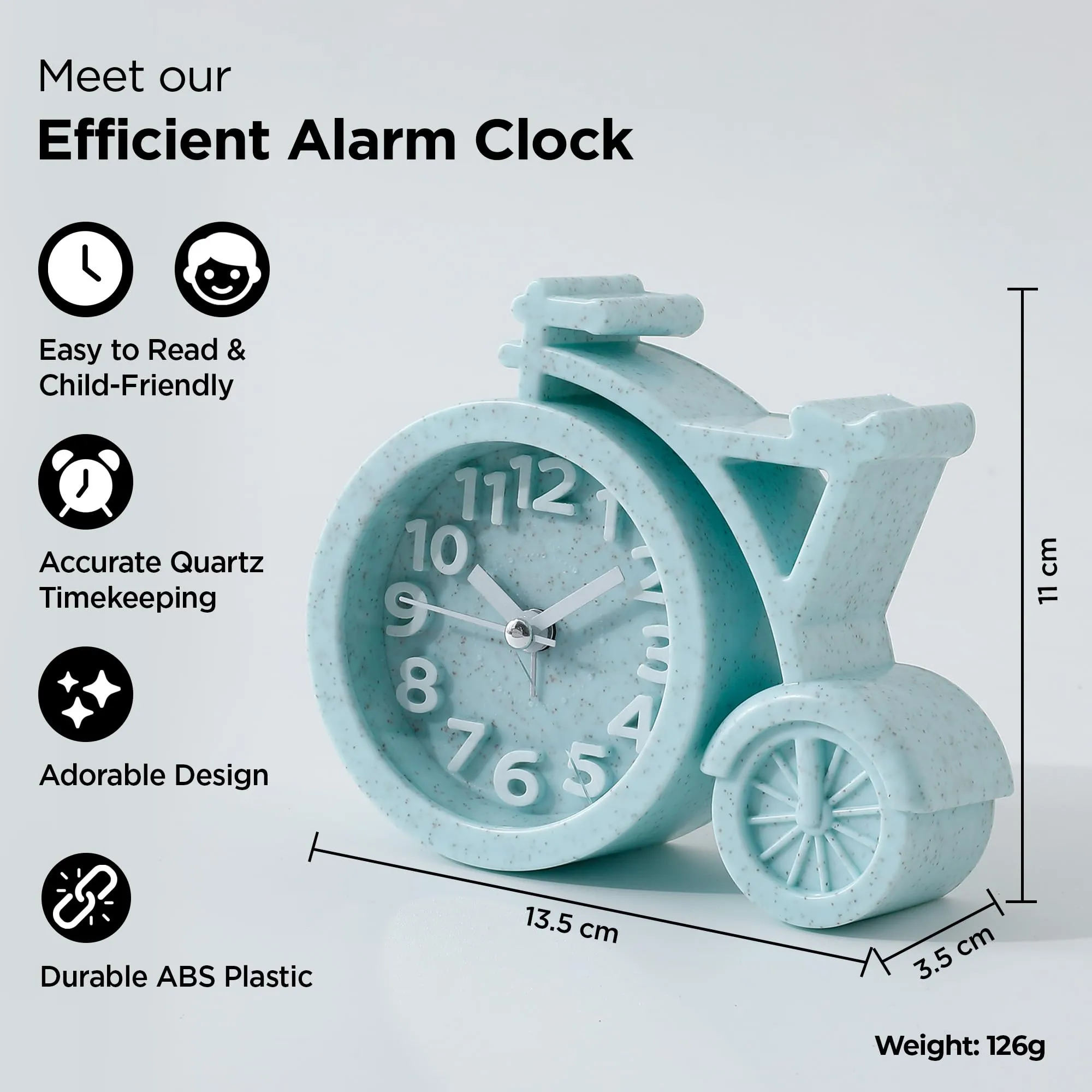 UMAI Alarm Clock (13cm) |Alarm Clock For Students |Loud Alarm Clock For Heavy Sleepers |Mini Alarm Clock For Kids |Alarm Clock For Bedroom |Table Watch| Cycle Shaped Table Clock For Study Table -Green