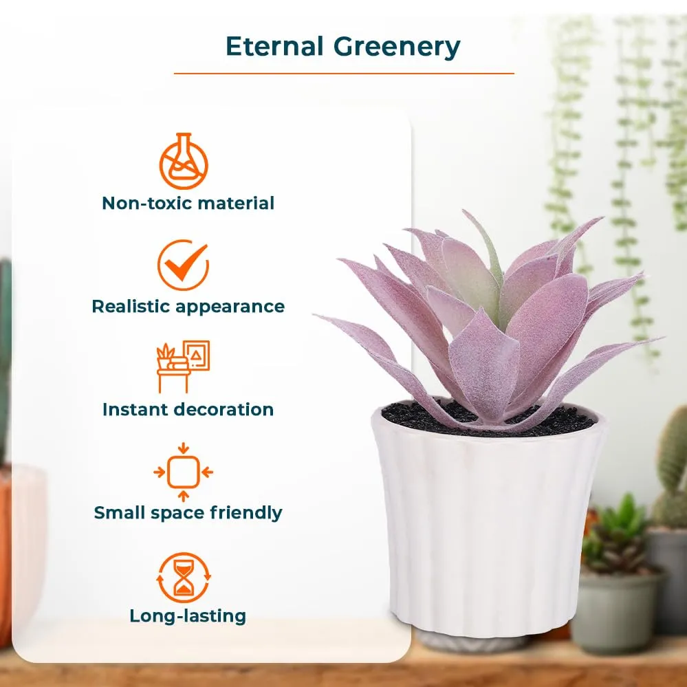 Urbane Home Artificial Plants For Home Décor|Natural Looking Indoor Fake Plants With Pot|Artificial Flowers For Decoration (Lavender)