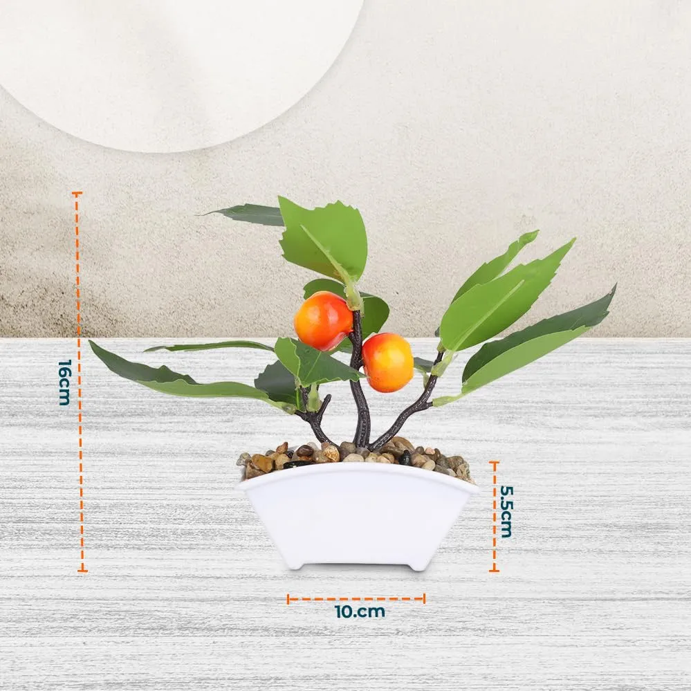 Urbane Home Artificial Plants For Home Décor|Natural Looking Indoor Fake Plants With Pot|Artificial Flowers For Decoration (Orange)